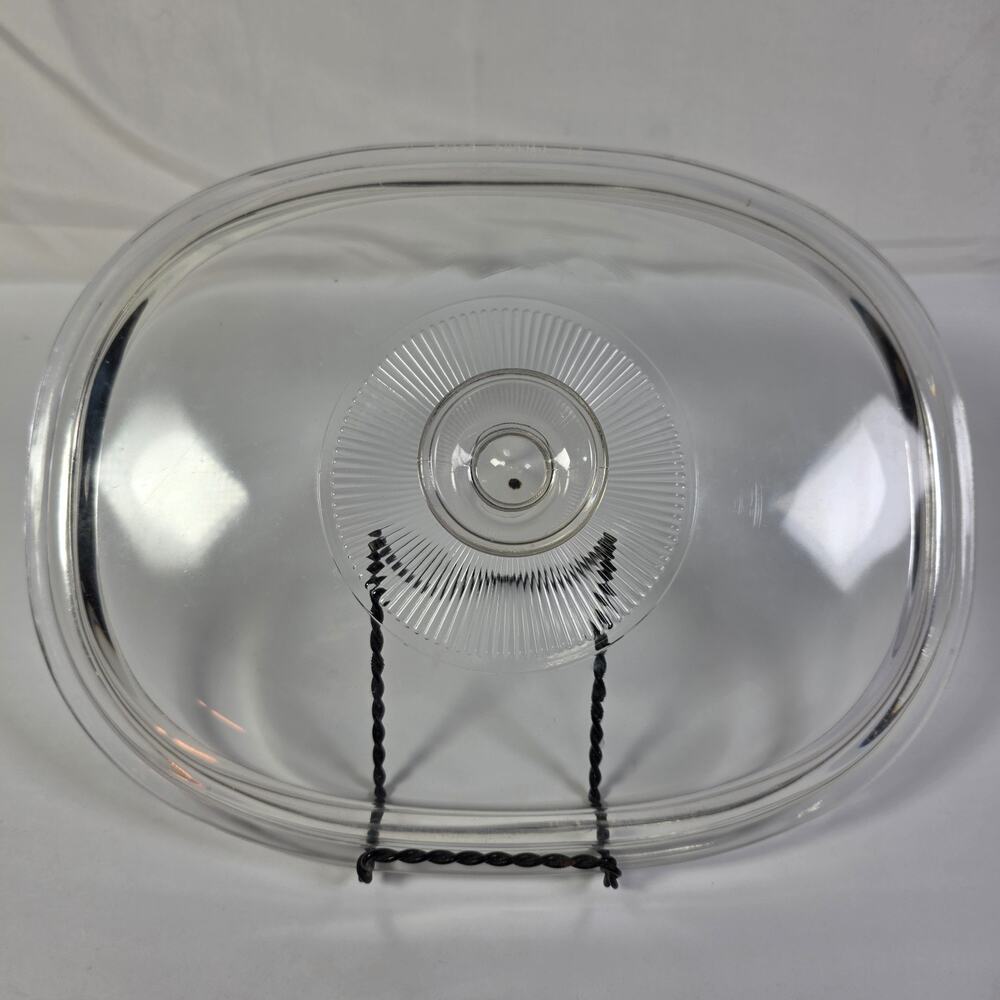 Vintage Pyrex Clear Glass Lid Cover DC1.5C Oval Replacement Ribbed Knob USA